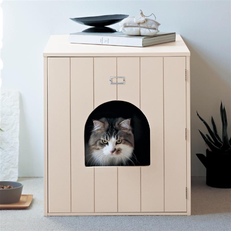 ベルメゾン 猫用トイレ収納カバー アイボリー 「 アイボリー ブラウン 」