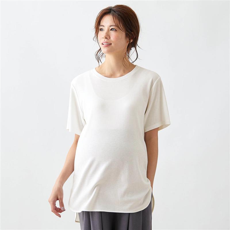 公式】 マタニティTシャツ 半袖 L ベルメゾン マタニティ トップス ロンT