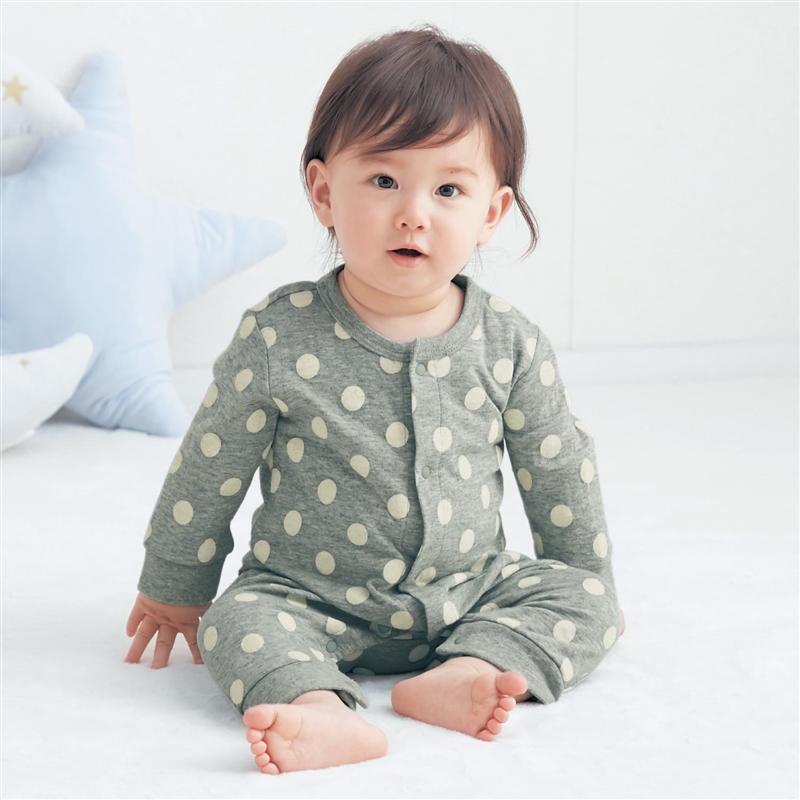 楽天市場 ベルメゾン ふっくら二重仕立て 前開き カバーオール ベビー パジャマ 杢グレードット 70 80 90 ベビー服 男の子 女の子 ベビー用品 出産祝い ギフト プレゼント ベルメゾン ママ