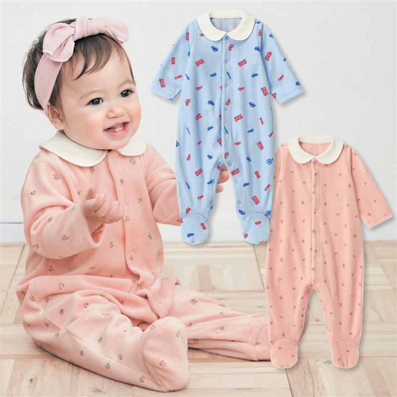 楽天市場 ベルメゾン ベロア生地の足つき 前開き カバーオール 車 サックス 60 70 ベビー 服 ベビー 服 新生児 男の子 女の子 ベビー 用品 新生児服 出産祝い ギフト プレゼント カバーオール ロンパース ベルメゾン ママ