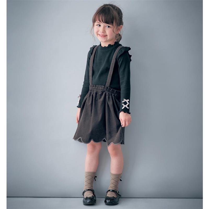楽天市場 ベルメゾン サスペンダー付きコーデュロイスカラップ スカート チャコール 90 100 110 1 130 子供服 キッズ ガールズ 女の子 学校 通園 通学 おしゃれ ボトム 小学生 ベルメゾン ママ