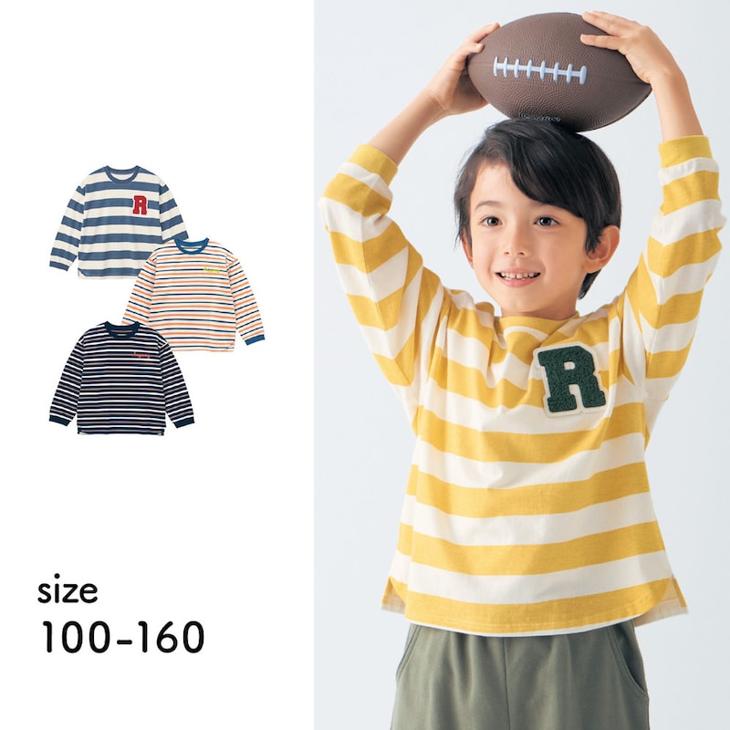 楽天市場】男女兼用 胸元ワンポイント ボーダー 長袖 Tシャツ