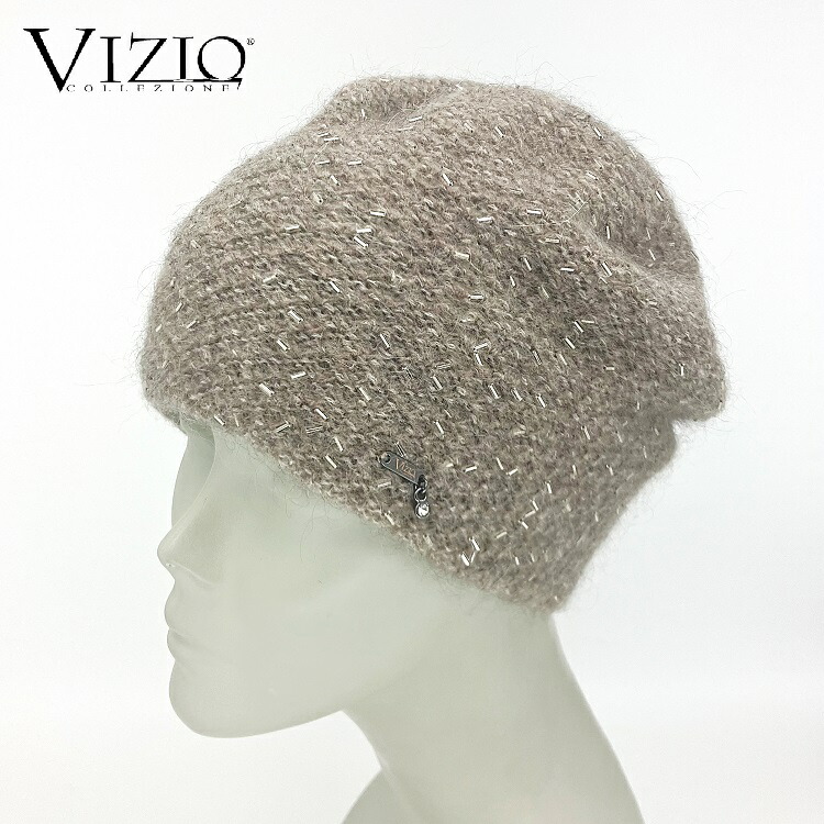 編み物 イタリア製 かぶり笠 羊毛 モヘア レディース 鳥打ち帽 秋冬《VIZIOヴィジオ》モヘア混編み物鳥打ち帽【グレージュ】8068-B通貨価値38000円 ベルモード