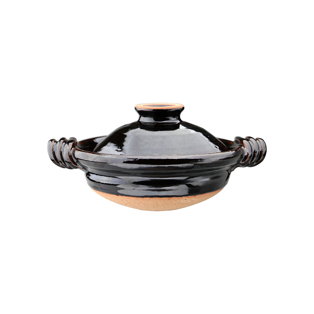 伊賀焼　土楽　蓋付き土鍋 伊賀焼土楽 蓋付黒鍋 尺二 ｜ 暮らしのうつわ花田 和食器 通販