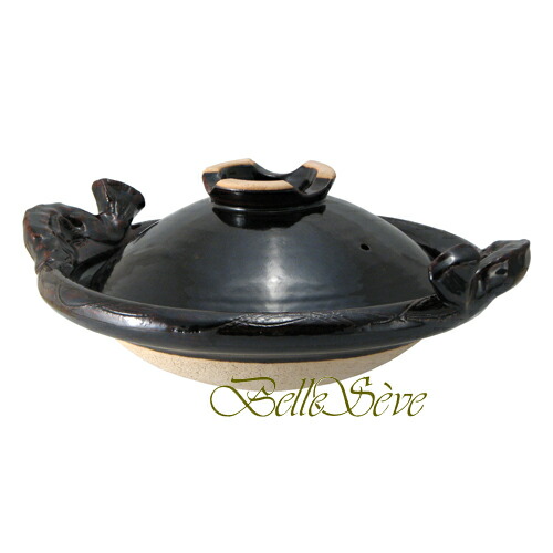 楽天市場】土楽窯 ふた付き黒鍋一尺一寸 : ベルセーブ