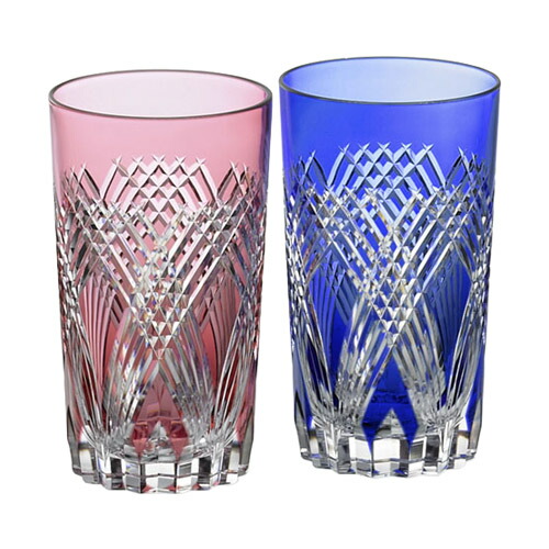 楽天市場】カガミクリスタル 江戸切子 江戸菊 ペアロックグラス（赤と