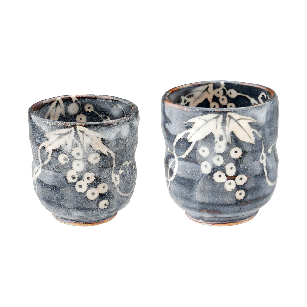 楽天市場】湯呑み ☆陶芸作家/玉山窯・玉置保夫監修鼠志野葡萄文組