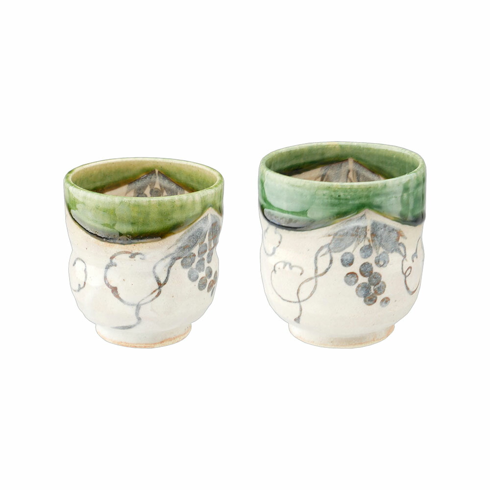 楽天市場】美濃焼 玉山窯 織部葡萄 ぐい呑み : ベルセーブ