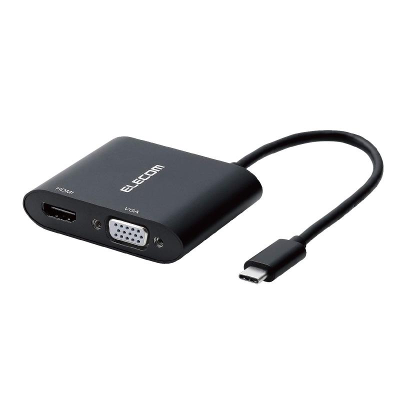 エレコム ドッキングステーション USB-C HDMI 変換 TYPE-C - HDMI \u0026amp; VGA ( D-sub15ピン ) 拡張出力対応 ブラック 【iPhone 16/16 Pro/16 Pro Max/16 Plus 対応検証済】 AD