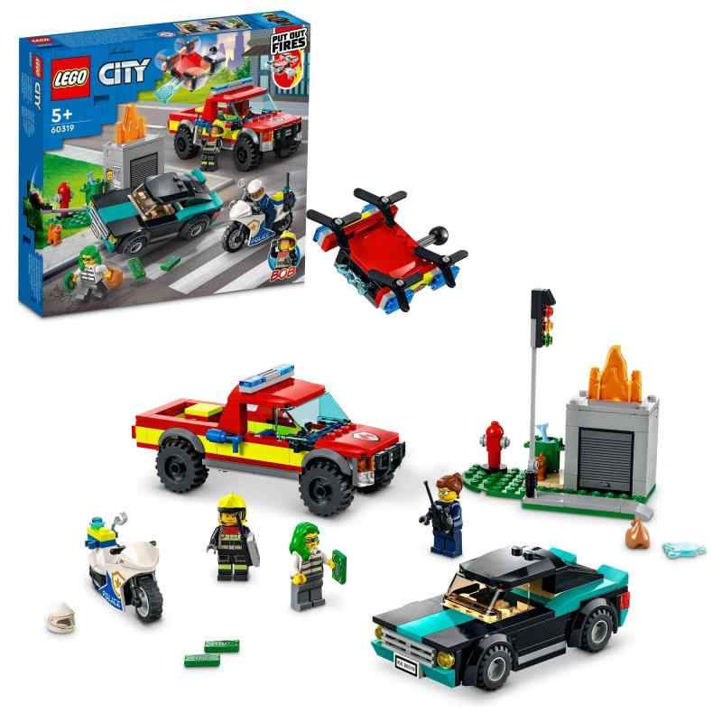 レゴ(LEGO) シティ 出動！しょうぼうレスキュー \u0026amp; ポリスチェイス 60319 手あそび 立ちはだかる 差し上げ物 消防 しょうぼう お巡りさん けいさつ レスキュー お坊っちゃん お嬢さん 5歳以上