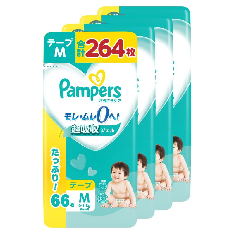 パンパース 【テープ Mサイズ】 オムツ さらさらケア (6~11kg) 264枚(66枚×4パック) [ケース品]