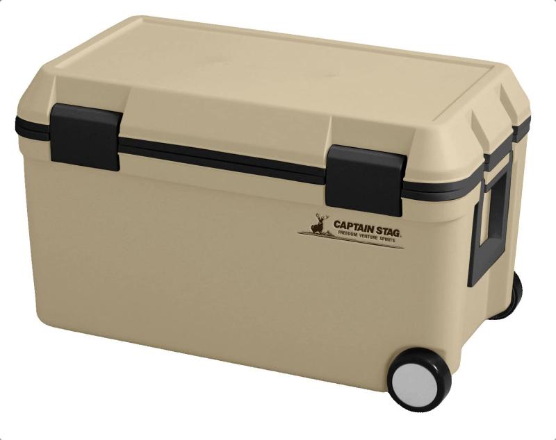 キャプテンスタッグ(CAPTAIN STAG) クーラーボックス ホイールクーラー 容量45L 水抜き栓付き 日本製 ベージュ CSシャルマン UE-90