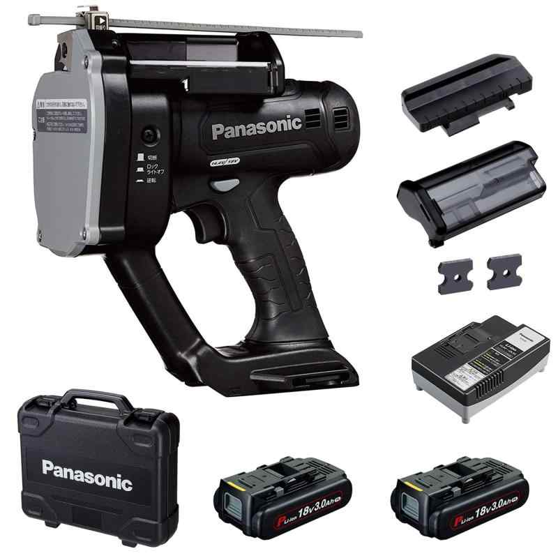 パナソニック(Panasonic) 充電全ネジカッター 18V 3.0Ah電池パック×2個/充電器/ケース付き デュアル (14.4V/18V対応) W3/8・最小切断20mm EZ45A8PN2G-B ブラック