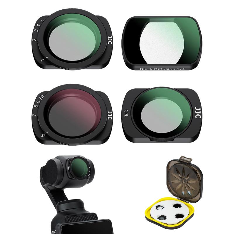 JJC DJI OSMO Pocket 3 専用 マグネット 可変ND + CPL + ブラックミスト1/4フィルターセット 4枚 NDV2-32 NDV64-1000 ミスト映画効果フィルター NDフィルター 減光量＆コントラスト調整 CPL偏光フィル
