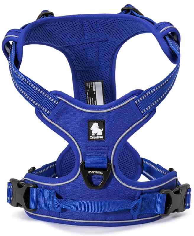 cocomall 犬用ハーネス 犬用胴輪 ドッグ ペット用品 お出かけハーネス 3M反射材料 訓練 ナイロン製 小型犬、中型犬、大型犬に向け 通気性 調節可能 おしゃれ(L, ライトブルー)
