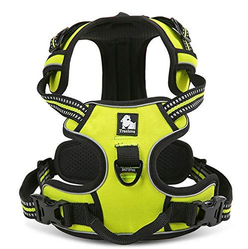 cocomall 犬用ハーネス 犬用胴輪 ドッグ ペット用品 お出かけハーネス 3M反射材料 訓練 ナイロン製 小型犬、中型犬、大型犬に向け 通気性 調節可能 おしゃれ (XL, ネオン・イエロー)
