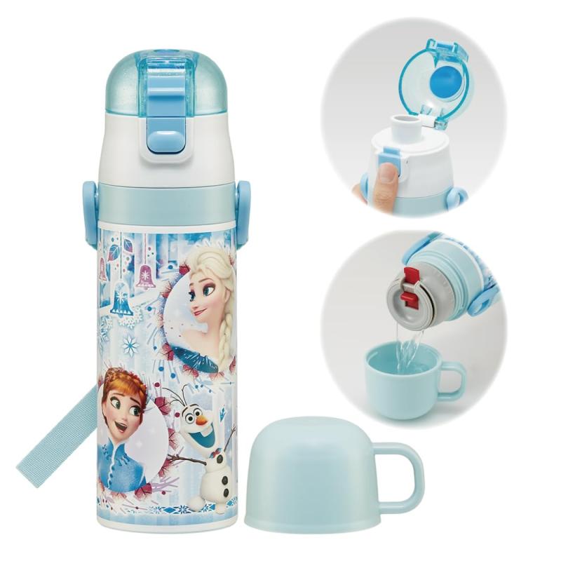 スケーター(Skater) 水筒 子供用 2WAY 直飲み 470ml コップ飲み 430ml ディズニー アナと雪の女王 24 女の子 ステンレス 保温保冷 軽量 waterbottle スポーツボトル キッズ こども 水瓶 SKDC4-A