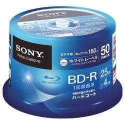 SONY 映像媒体用BD-R 1回録画用 片面1層25GB 4倍速 ホワイトプリンタブル 50枚スピンドル 50BNR1VGPP4