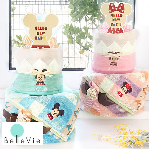 楽天市場 ベビーギフト プラスワンアイテム ディズニーkideaお名前刺繍ミニタオル Belle Vie