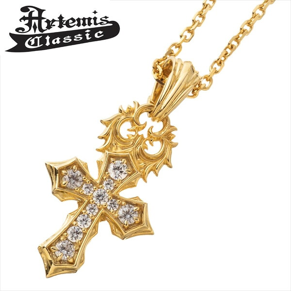 【クリーナープレゼント】アルテミスクラシック Artemis Classic タイニーパヴェクロスチャーム シルバー925/K10メッキ ネックレス 50cm チェーン付き ACP0366【2023SS Collection】