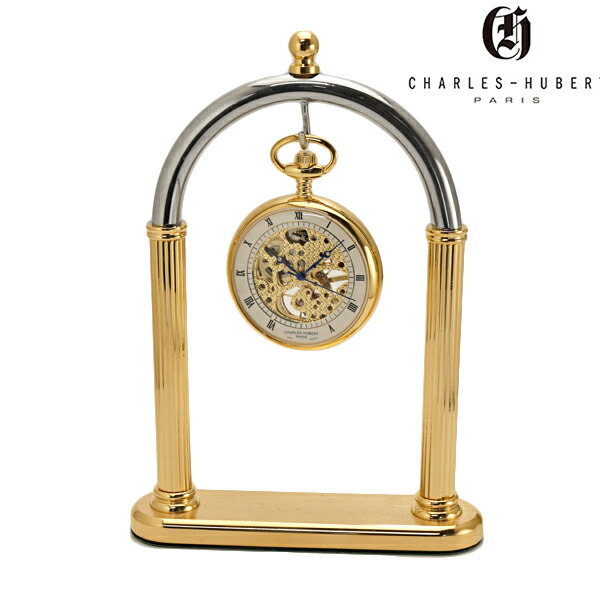 チャールズ ヒューバート CHARLES HUBERT 懐中時計 スタンドセットモデル 42mm ポケットウォッチ オープンフェイス ゴールド 機械式 手巻き CHARLES-HUBERT 3802 3507