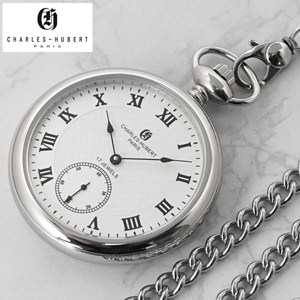 チャールズ ヒューバート CHARLES HUBERT 懐中時計 51mm ポケットウォッチ オープンフェイス 機械式 手巻き スモールセコンド CHARLES-HUBERT チャールズヒューバート 3912-W【国内正規品】