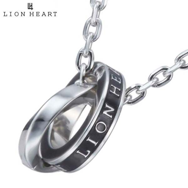 ライオンハート LION HEART LH-1 ロゴダブルリングネックレス（シルバー × ブラック） ペンダント サージカルステンレス製 03NE0515SV【国内正規品】【クリーナープレゼント】
