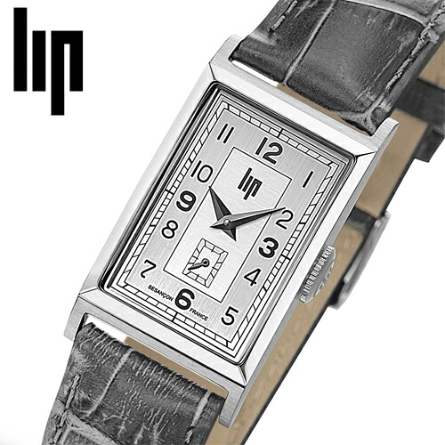 【クリーナープレゼント】LIP リップ 腕時計 チャーチル T18 CHURCHILL シルバー & ダークグレー クロコダイル型押し牛革ベルト レザー メンズ レディース ユニセックス 男女兼用 ウォッチ レクタンギュラー 四角型 長方形 671000【国内正規品】