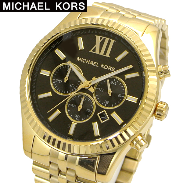 【楽天市場】マイケルコース MICHAEL KORS 腕時計 メンズ クロノグラフ イエローゴールド x ブラック文字盤 LEXINGTON