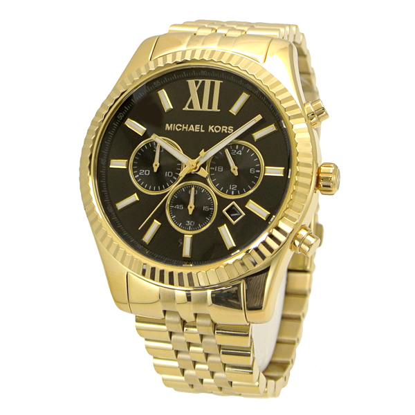 【楽天市場】マイケルコース MICHAEL KORS 腕時計 メンズ クロノグラフ イエローゴールド x ブラック文字盤 LEXINGTON
