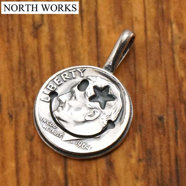 北の方ワークス NORTH WORKS 鋳貨シャンデリヤ 含み笑い見澄ます ニコお父ちゃん 片目が星印 ヴィンテージ10仙銀（真っ正直リン・D・フランクリン・デラノ・ルーズベルト）しろがね色日本製 N-213【ポリッシュはりつけ台（磨き布）差し上げ物】