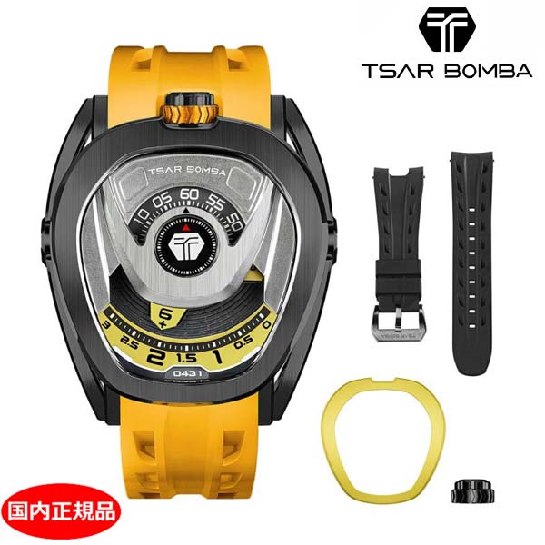 【クリーナープレゼント】TASR BOMBA サーボンバ リアクター インターチェンジャブル オートマチック 機械式自動巻き イエロー / ベゼル クラウン ストラップセット サファイヤガラス メンズウォッチ 腕時計 TB8213A-05-YBK-SET 【国内正規品】
