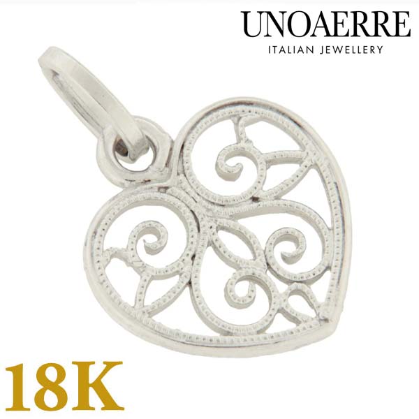 【クリーナープレゼント】UNOAERRE ウノアエレ 18金 K18WG ホワイトゴールド ハートモチーフペンダントトップ イタリア製 24933【国内正規品】【新品】