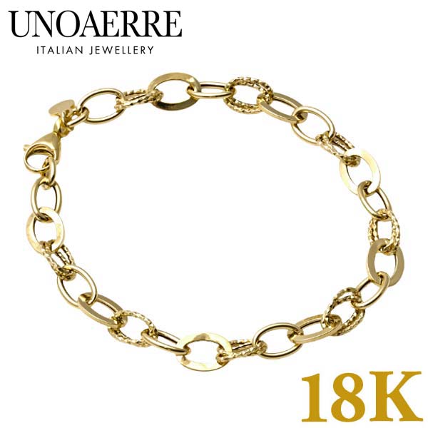 【クリーナープレゼント】UNOAERRE ウノアエレ ブレスレット 18金 K18YG イエローゴールド ユニセックス メンズ レディース イタリア製 31864【国内正規品】【新品】