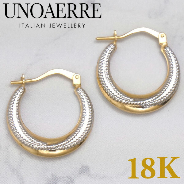 ウノアエレ　片耳　18K フープピアス　コンビ UNOAERRE K18イエローゴールドフープピアス 22869 | UNOAERRE