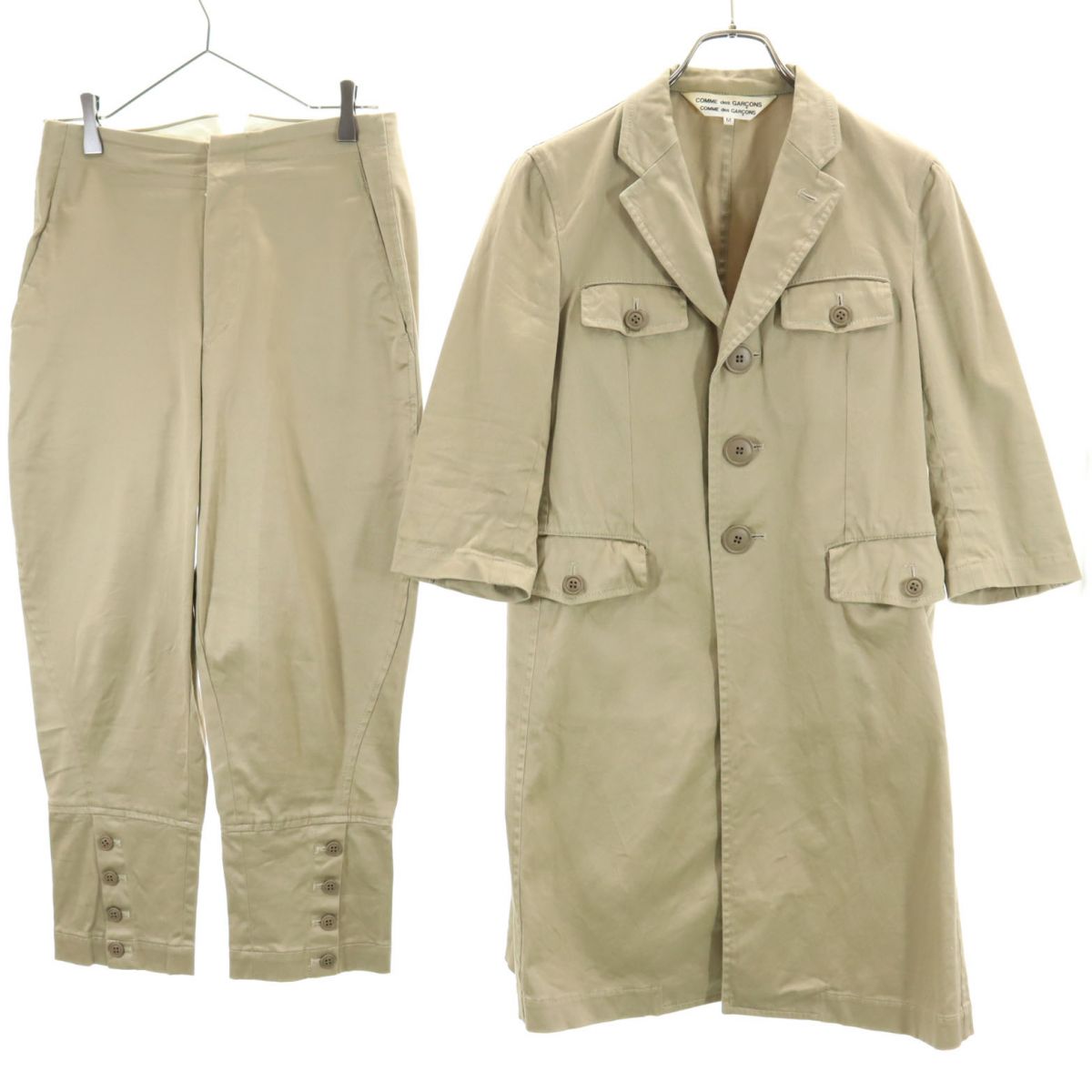 古着 Comme des Garcons Comme des Garcons コムデギャルソンコムデギャルソン 2010年 日本製 7分袖 厚地の外套 上下 セットアップ M/S ベージュ レディース 【中古】
