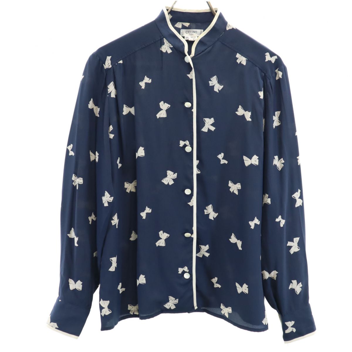 【美品】セリーヌ☆総柄 花柄 長袖シャツ L 大きいサイズ 透け感 CELINE(セリーヌ) 総柄シャツ20ZZ3186D 20ZZ3186D ブラック