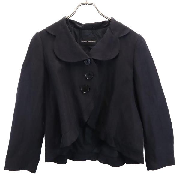 エンポリオアルマーニ リネンブレンド ジャケット 44 ブラック Emporio Armani レディース 【中古】 【230923】｜Bellis 8,193円