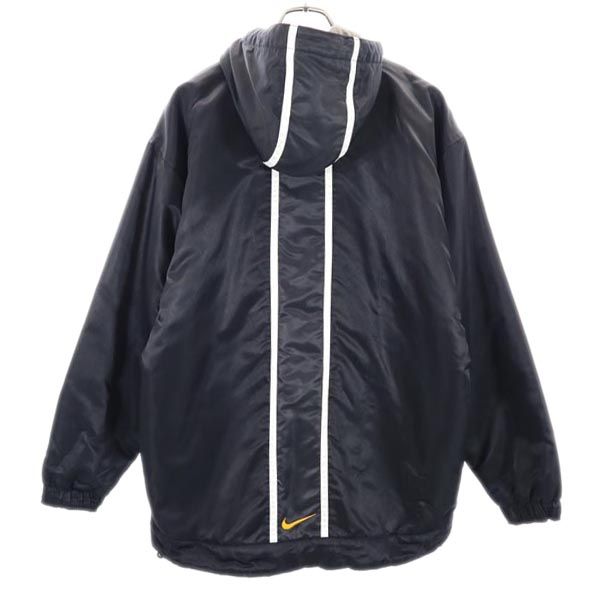 90s NIKE 無地 ナイロンジャケット 白タグ M 黒 刺繍ロゴ　古着 os-fre-76434_001.jpg