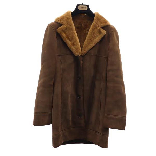 ロエベ　ムートンジャケット　ヴィンテージ　ブラウンレザー　44サイズ　レディース os-fre-76771_001.jpg