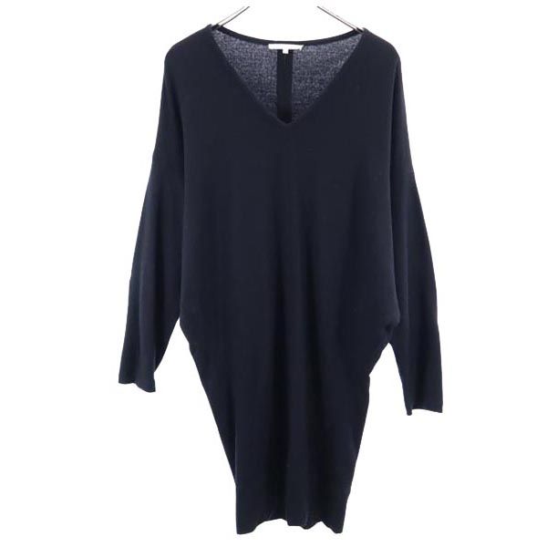ヘルムートラング ウール100％ ニット ワンピース S 黒 HELMUT LANG Vネック 長袖 レディース 【中古】 【230208】｜Bellis