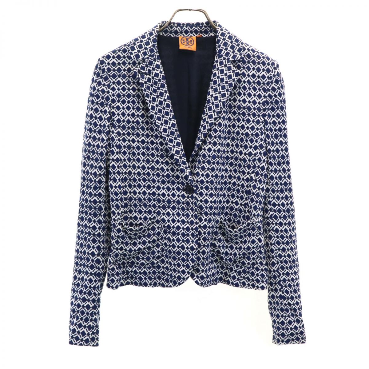 古着 Tory Burch トリーバーチ 長袖 テーラードジャケット S 白いこと×青み レディース 【中古】