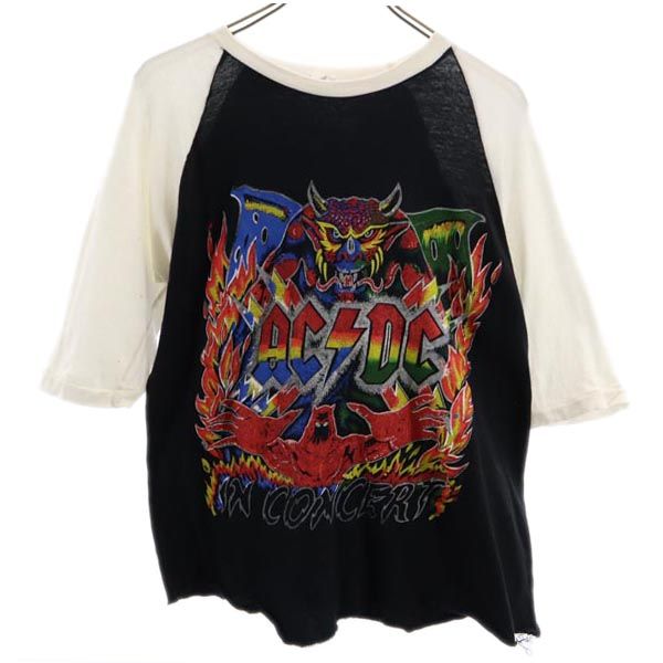 古着 70s オールド ヴィンテージ 両面ペインティング プリント 半袖 パキ綿 Tシャツ M 黒&times;白 メンズ 【中古】｜Bellis
