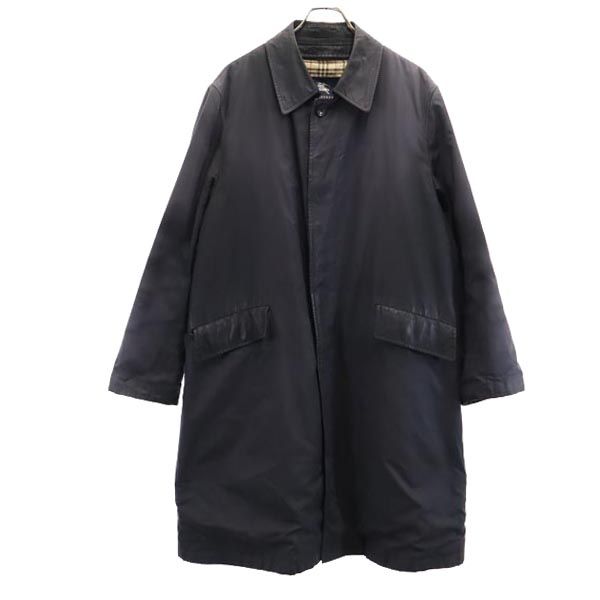 古着 BURBERRY バーバリー 三陽商会 2way ライナー付 ステンカラーコート L ネイビー 日本製 メンズ 【中古】|Bellis