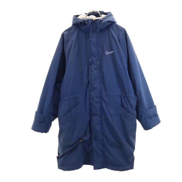 90s ナイキNIKEナイロン裏地ボアジャケットベンチハーフコート白タグ刺繍ロゴ 中古ナイキ NIKE 90s ブルゾン 中綿 AIR刺繍 パディング ナイロン