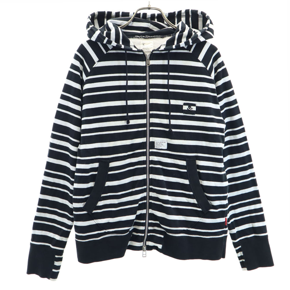 古着 WTAPS ダブルタップス 日本製 間借り人柄 長袖 ジップパーカー S 白×黒いこと メンズ 【中古】