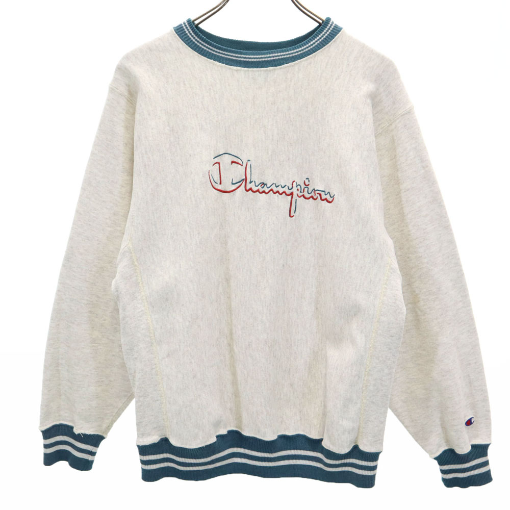 古着 Champion はやりっ子 90s USA製 年寄りの 刺しゅう引き船 長袖 リバースウィーブ 流汗 調教師 M ともし火薄墨色 裏起毛 メンズ 【中古】