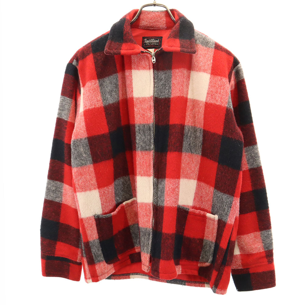 sportland 50s 60s ヴィンテージ ギンガムチェック柄 ジップジャケット 赤系 メンズ fre-94648_001.jpg