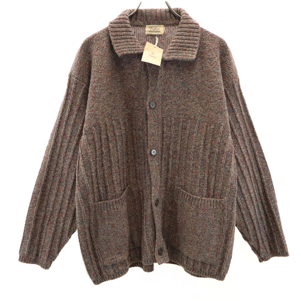 古着 未当て嵌める Taylor エール製 長袖 編み物ジレー M 赤銅色 ネップ入り口・入口 メンズ 【中古】 カーディガン-トップス