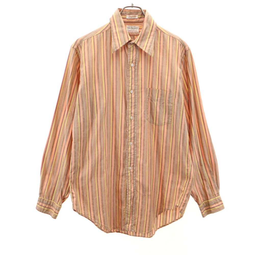 古着 GANT ガント 60s 70s ヴィンテージ ストライプ柄 長袖 シャツ ブラウン系 メンズ 【中古】｜Bellis